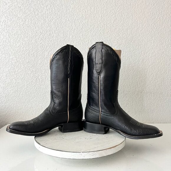 Rod Patrick Womens Cowboy Boots 7EE Black Smooth Ostrich Western Square Toe - Picture 7 of 12